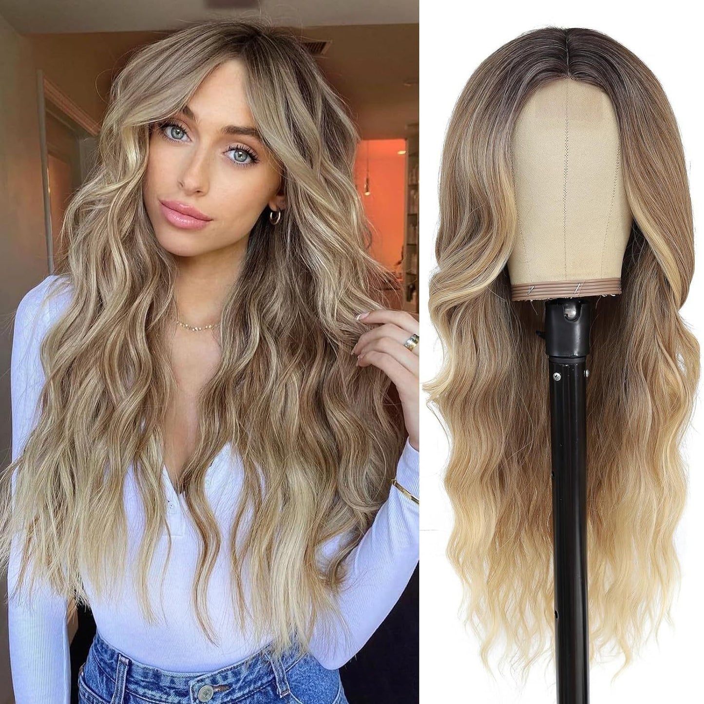 Women's Medium Large Wave Curly Hair Headgear Wig Long Curls