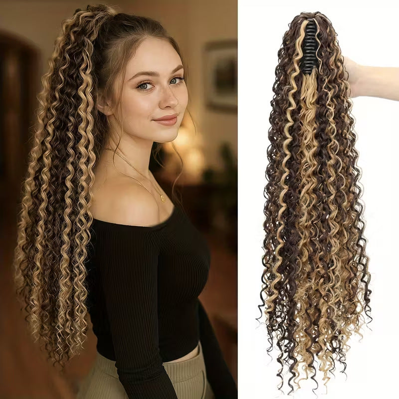 Chemical Fiber Small Volume Grip Long Curly Wig Ponytail