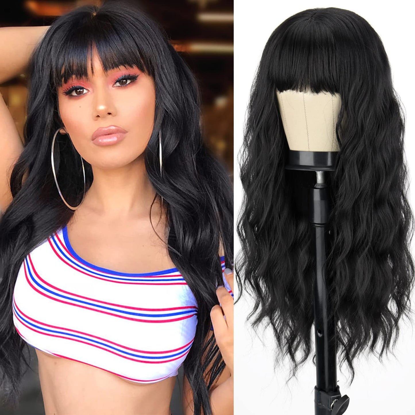 Black Curly Hair Multiple Colors Fiber Wig Long Curls