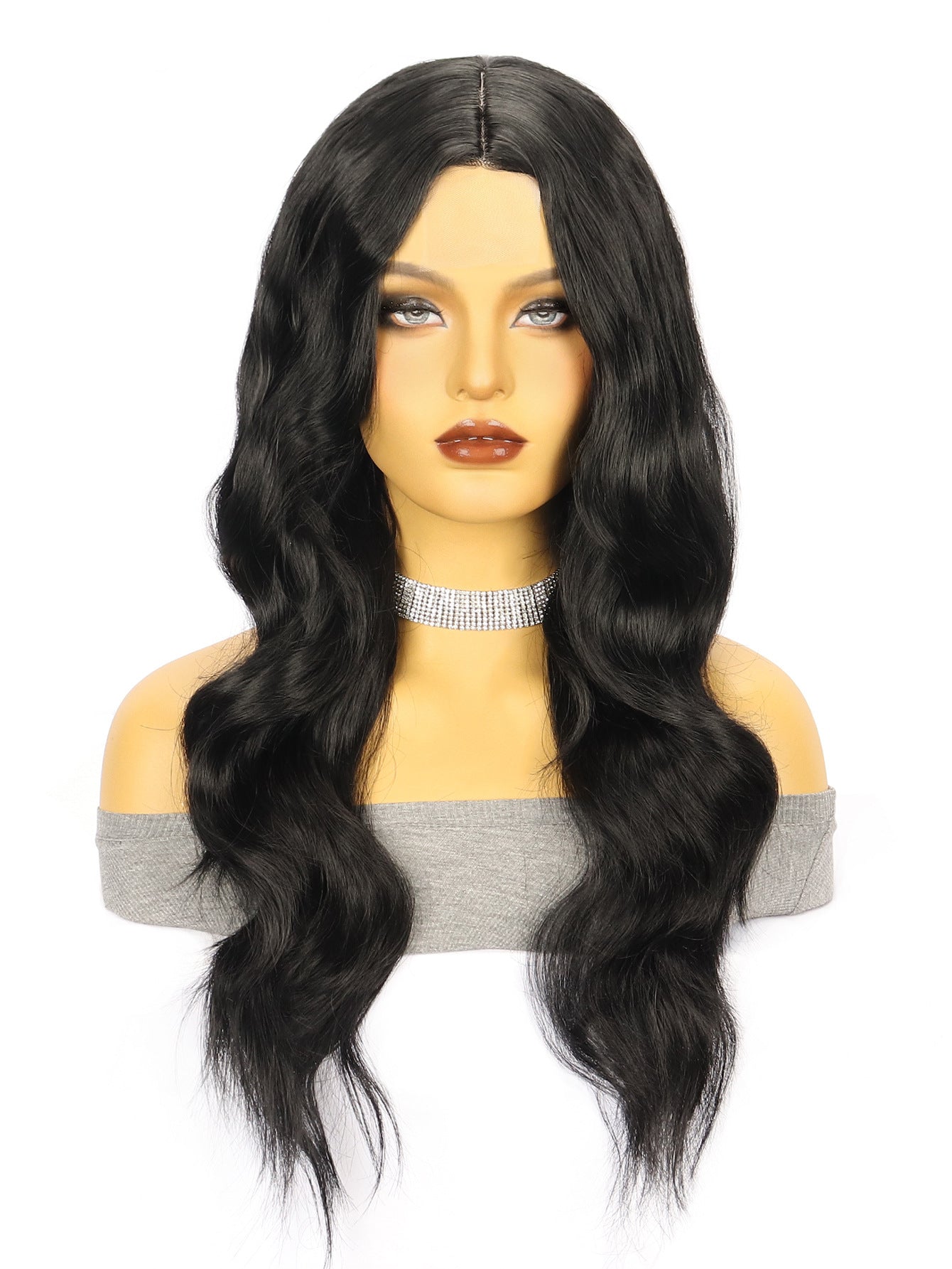 Women's Brown Straight Hair Big Wave Curly Chemical Fiber Front Wig Long Curls