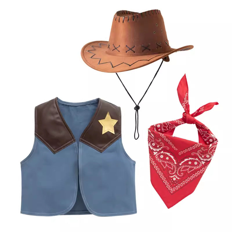Children's Western Denim Festival Clothes Role Performance Set With Children's Suit