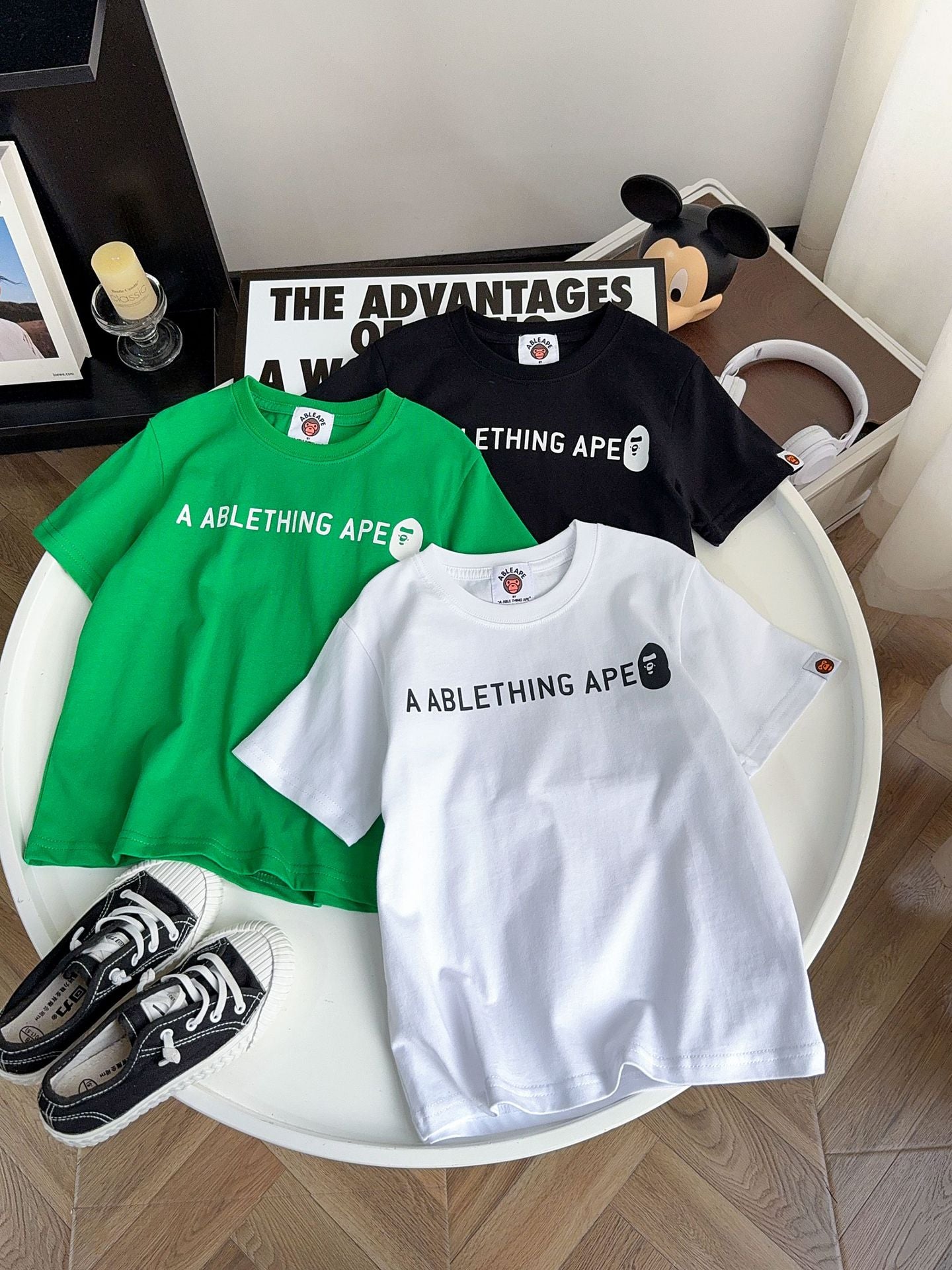 Summer Solid Color Letter Print Boys Loose Korean Style Children's T-shirt
