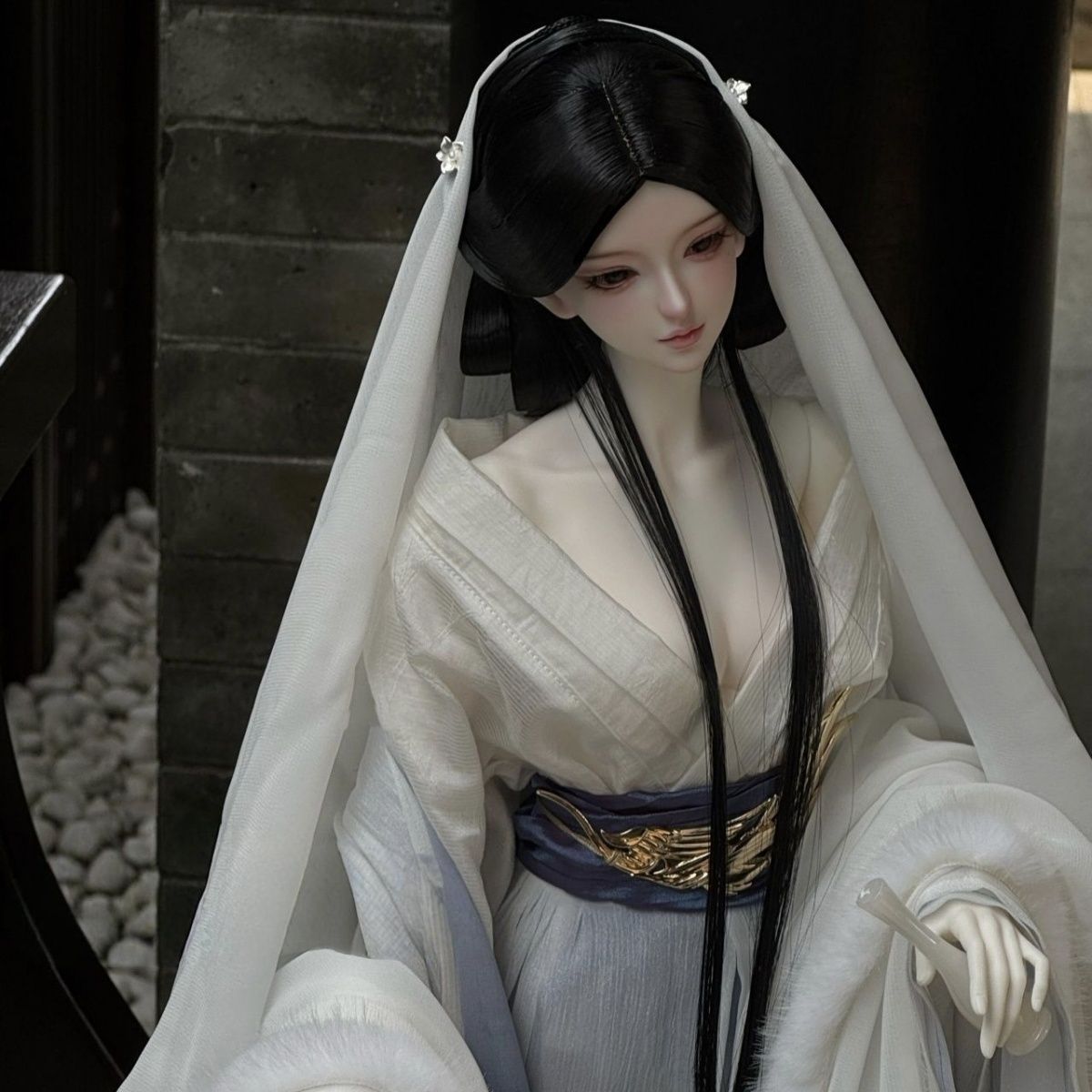 Doll Points Black Medium Long Straight Cos Wig