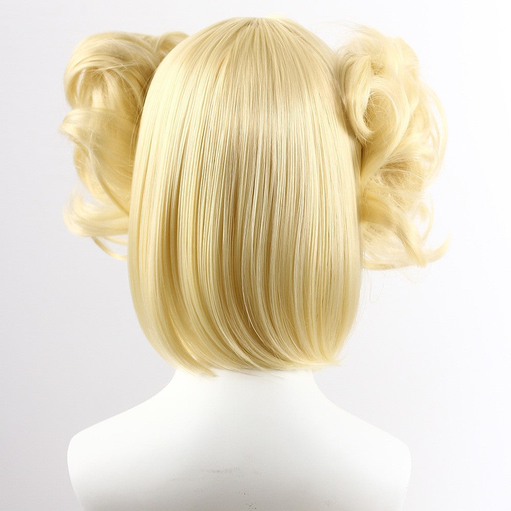 Golden Anime Secondary Element Jaws Clamp Pair Ponytail Short Hair Cos Wig