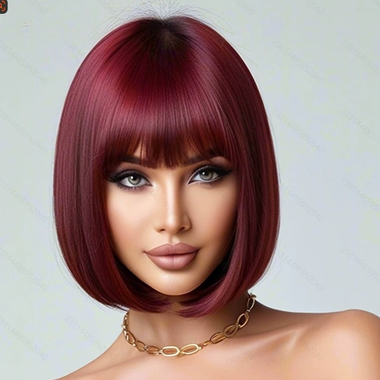Cool Creative Women's Outside Bangs Air Wig Short Straight Hair