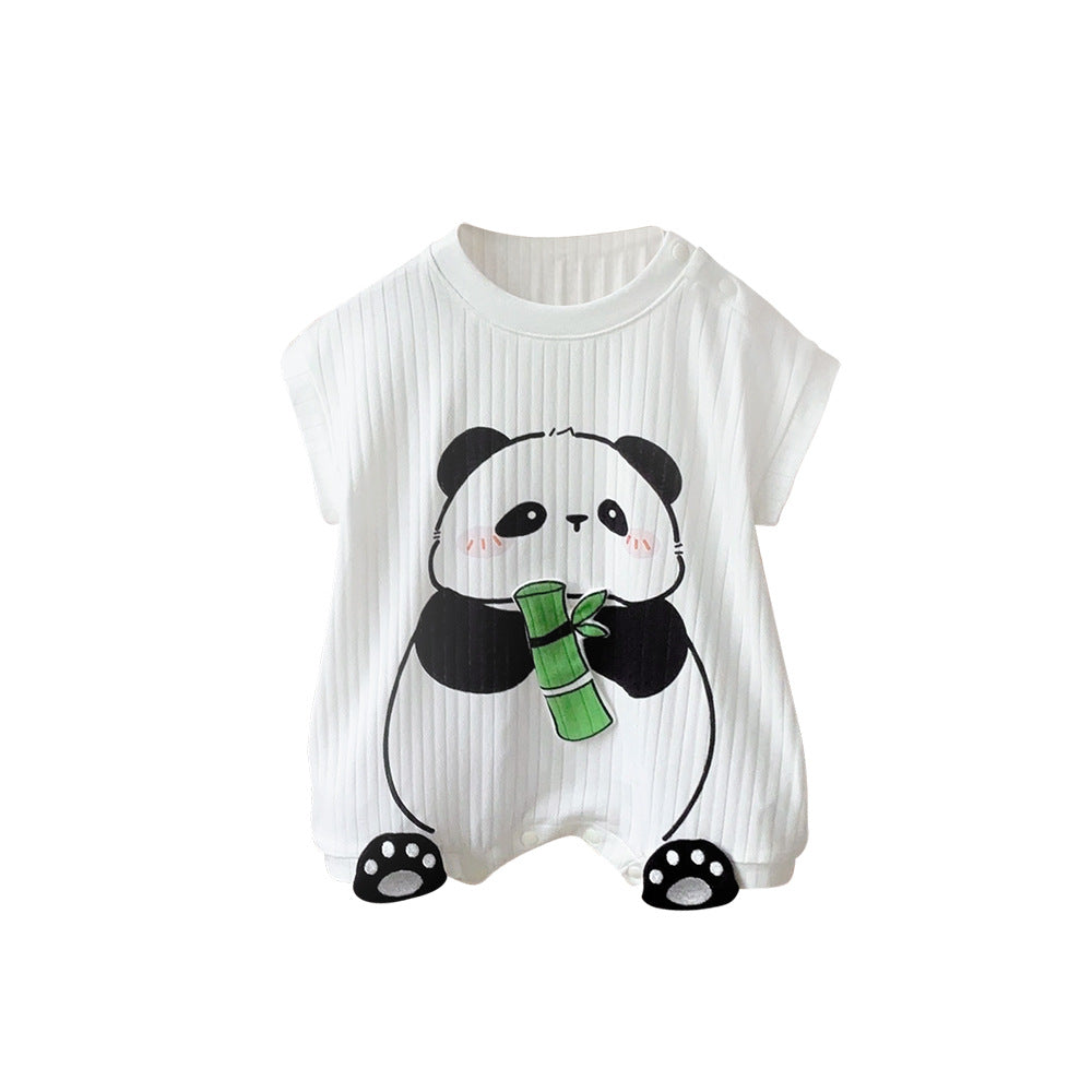 Sleeveless Short Born Boy Cartoon Panda Jumpsuit Home Jumpsuit, Climbing Suit