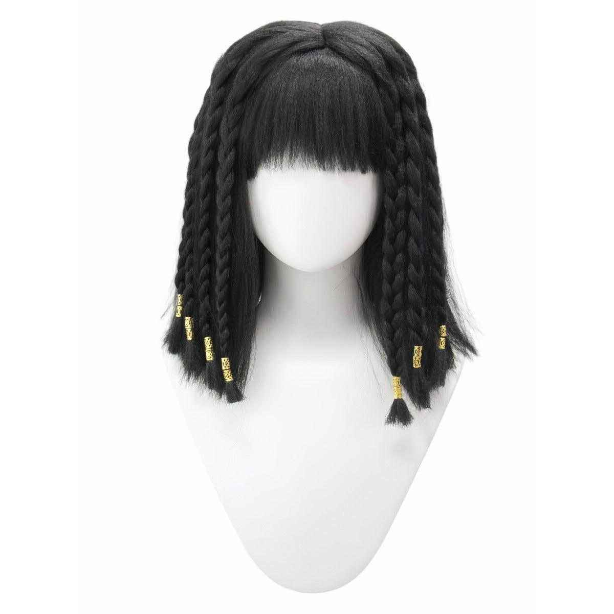 Anime Dress-up Golden Beads Straight Bangs Short Braid Egyptian Cos Wig