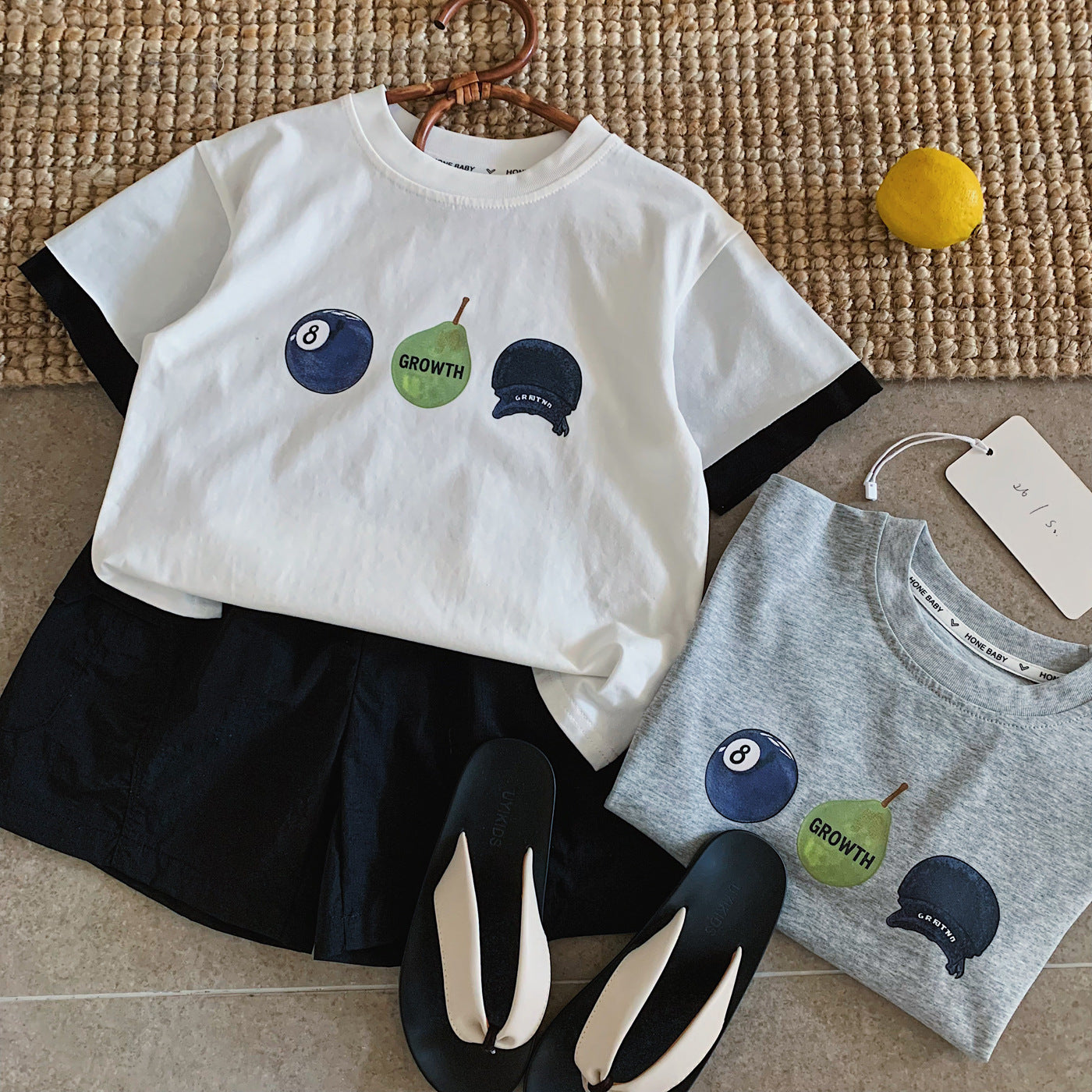 Children's Sleeve Contrast Color Casual Comfortable Pullover Loose Elastic Children's T-shirt