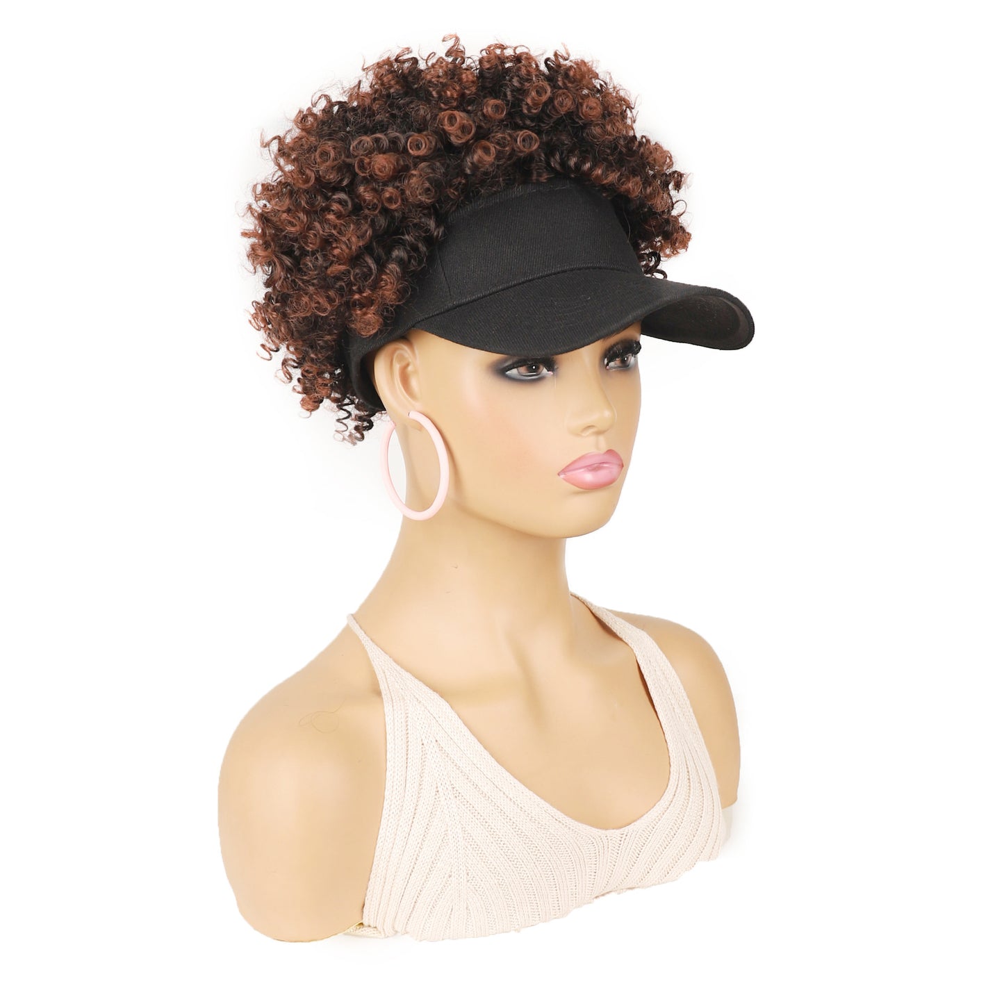 Women's Hat Small Roll Head Cover Screw Spring Wig Short Curly Hair