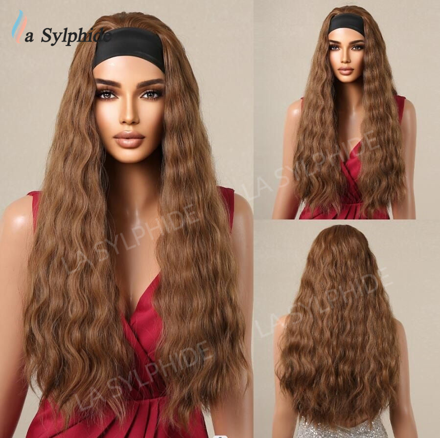 Hair Band Female Black Small Curly Brown Straight Mechanism Wig Long Curls