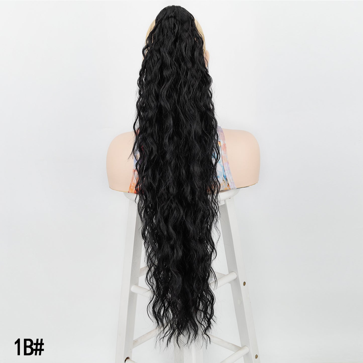 Women's Water Ripple Fluffy Long Curly Hair Chemical Fiber Silk Height Wig Ponytail