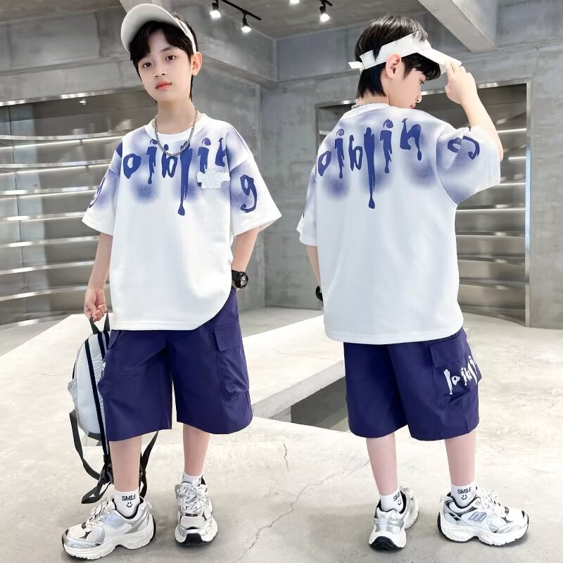 Children's Boy Thin Type Loose Half Sleeve Children's Suit