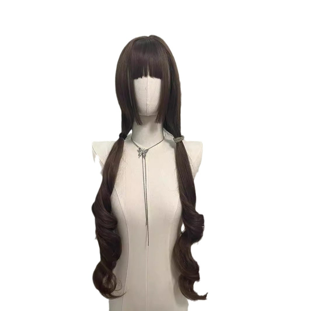 Hair Full Top Natural Less Radish Wig Long Curls