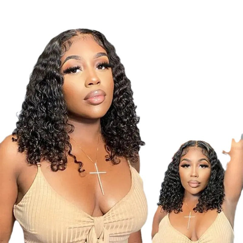 Fashion Front Lace African Small Roll Hand Head Wig Short Curly Hair
