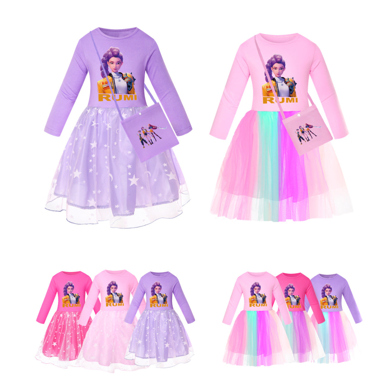 Star Rainbow Lace Summer Big Swing Children's Dress