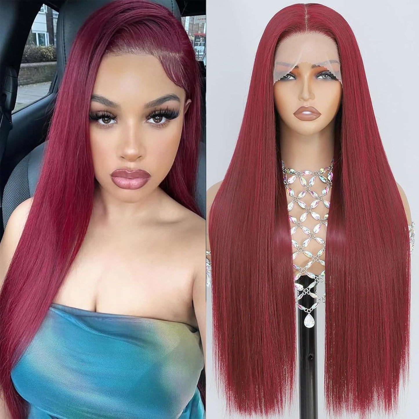 Full Top Chemical Fiber Hair Front Long Straight Wig
