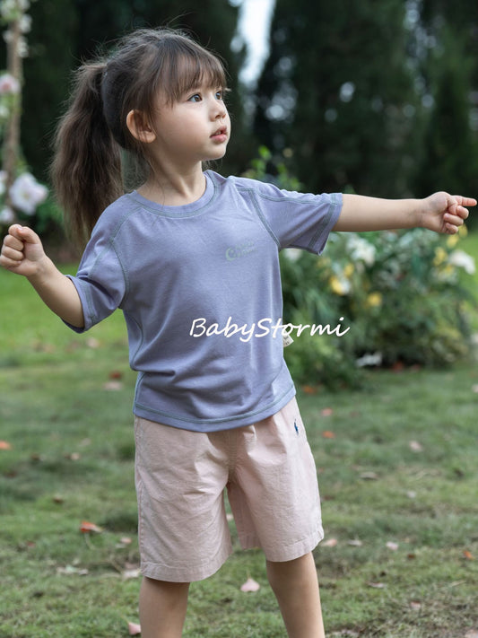 Children's Summer Linen Patchwork Short-sleeved Short Sleeve Children's T-shirt