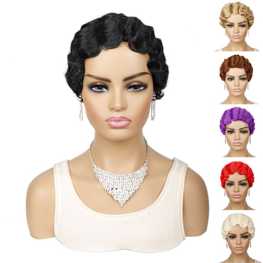 Head Cover Water Wave Synthetic Wigs Wig Short Curly Hair