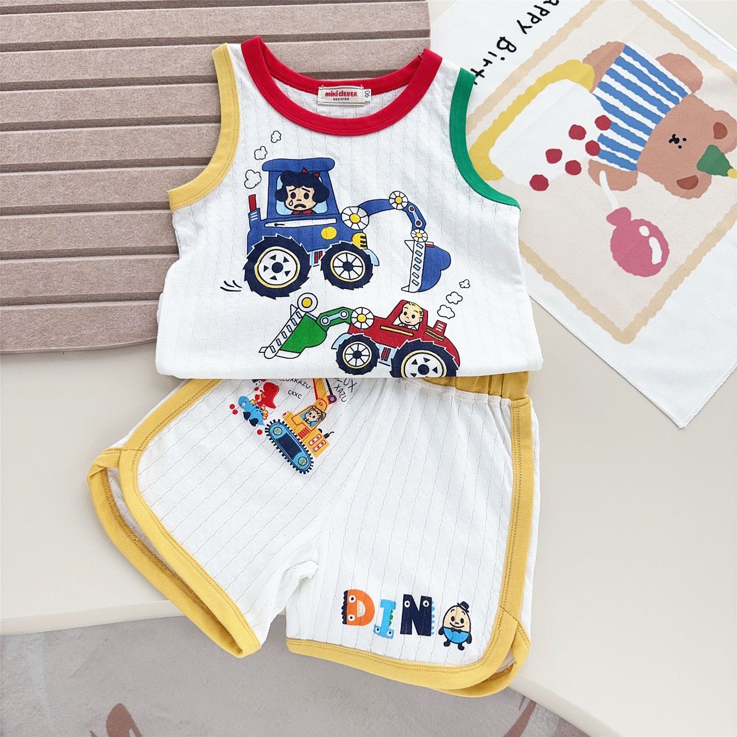 Children's Thin Summer Excavator Boys Vest Shorts Children's Suit