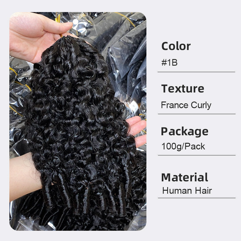 Casual Charming Crochet Human French Roll Real Hair Wig