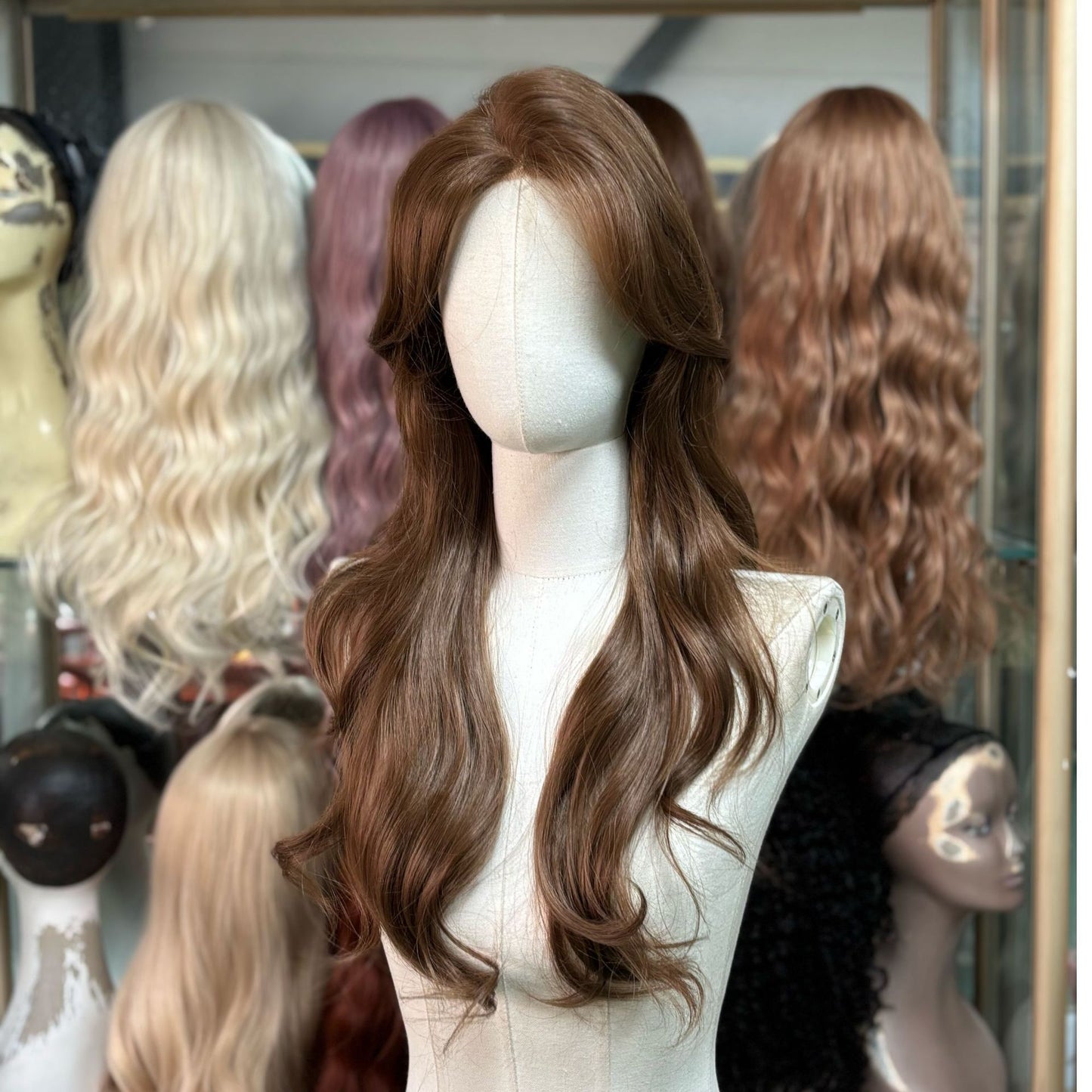 Women's Curly Hair Bangs Head Cover Invisible Needle Leather Imported Wig Long Curls