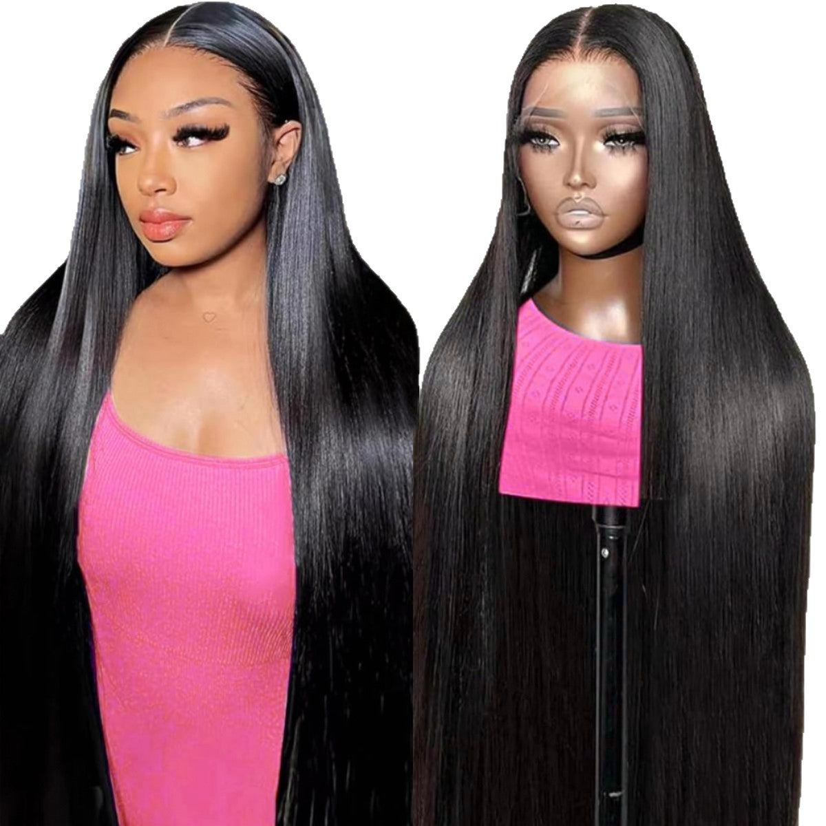 Women's Human Lace Headgear All Straight Natural Real Hair Wig