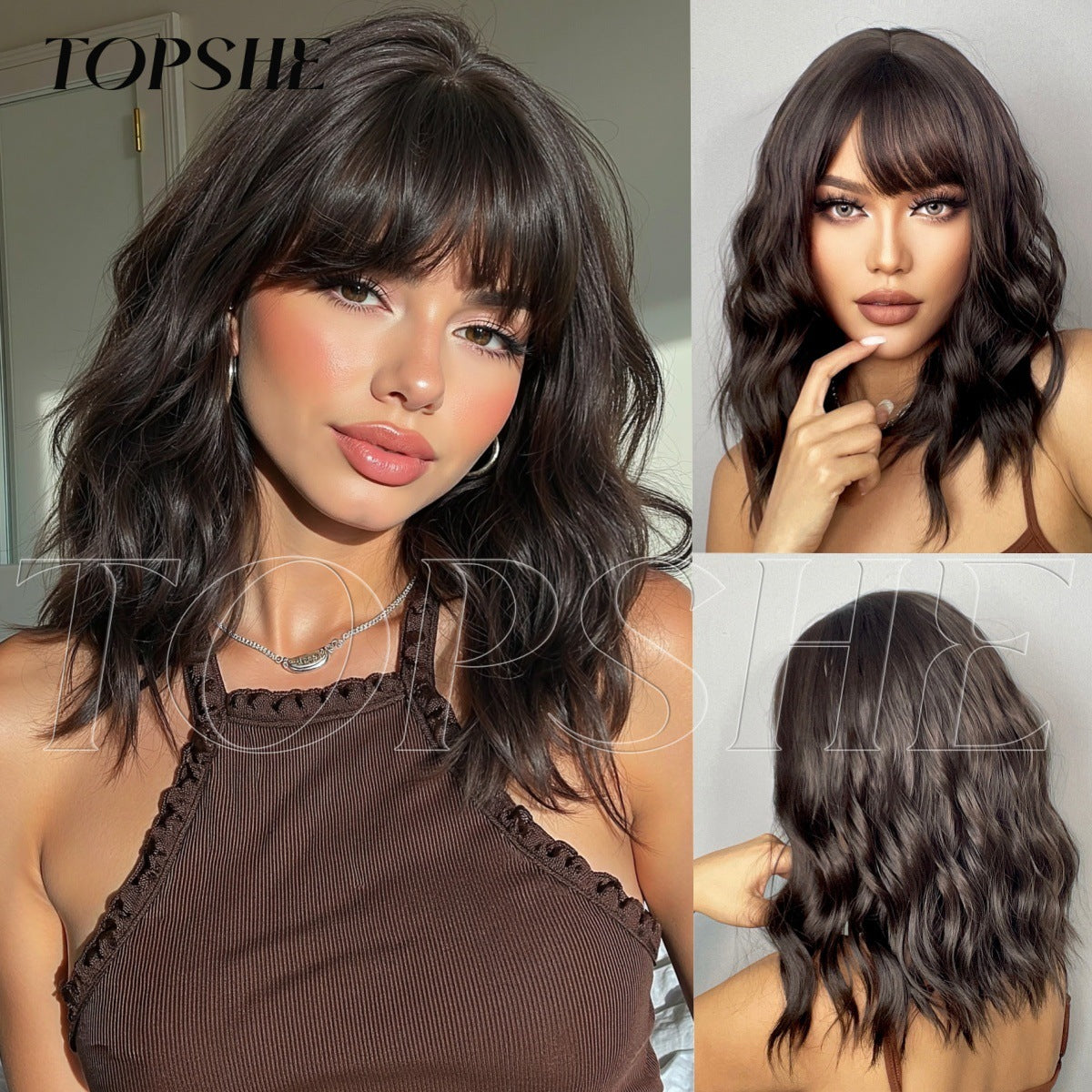 Beautiful Women's Gradually Varied Pink For Wig Short Curly Hair
