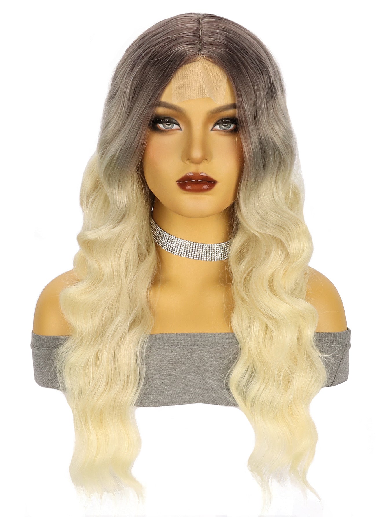 Women's Brown Straight Hair Big Wave Curly Chemical Fiber Front Wig Long Curls