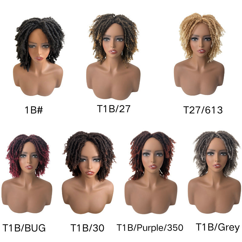 Women's African Dreadlocks Full Top Fiber Rose Wig Short Curly Hair