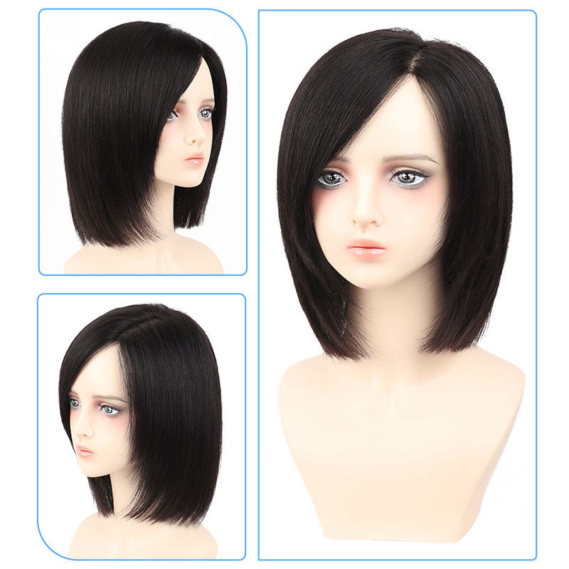Women's Delivery Needle Deviation Collarbone Length Haircut Real Hair Wig