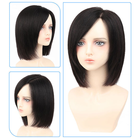 Women's Delivery Needle Deviation Collarbone Length Haircut Real Hair Wig