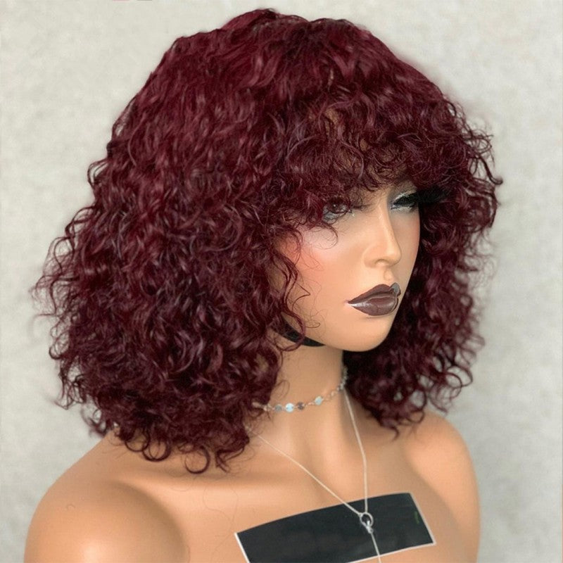 Fashion With Bangs Black African Small Wig Short Curly Hair
