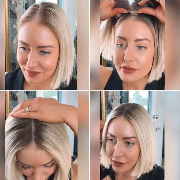 Hair Replacement Cover Gray Pieces Full Real Human Machine Long Straight Wig
