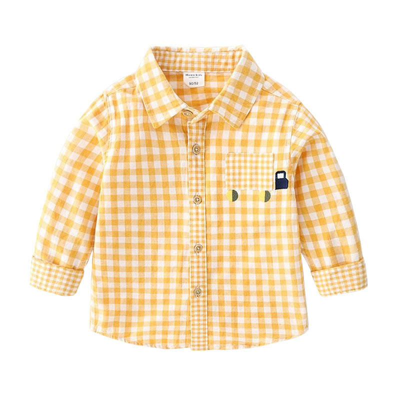 Children's Spring Boys Casual Plaid Toddler Simple Children's Shirt