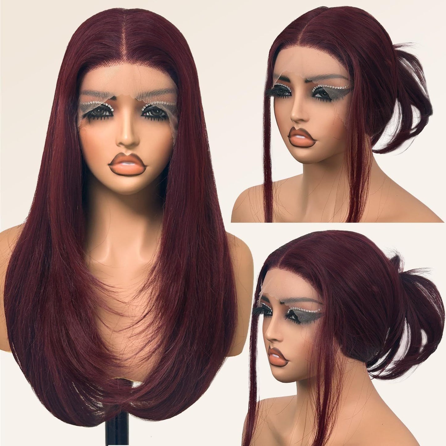 Front Lace Natural Lady Medium Hair Chemical Long Straight Wig