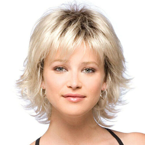 Curly Side Bangs Light Golden Style Chemical Fiber Long Straight Wig