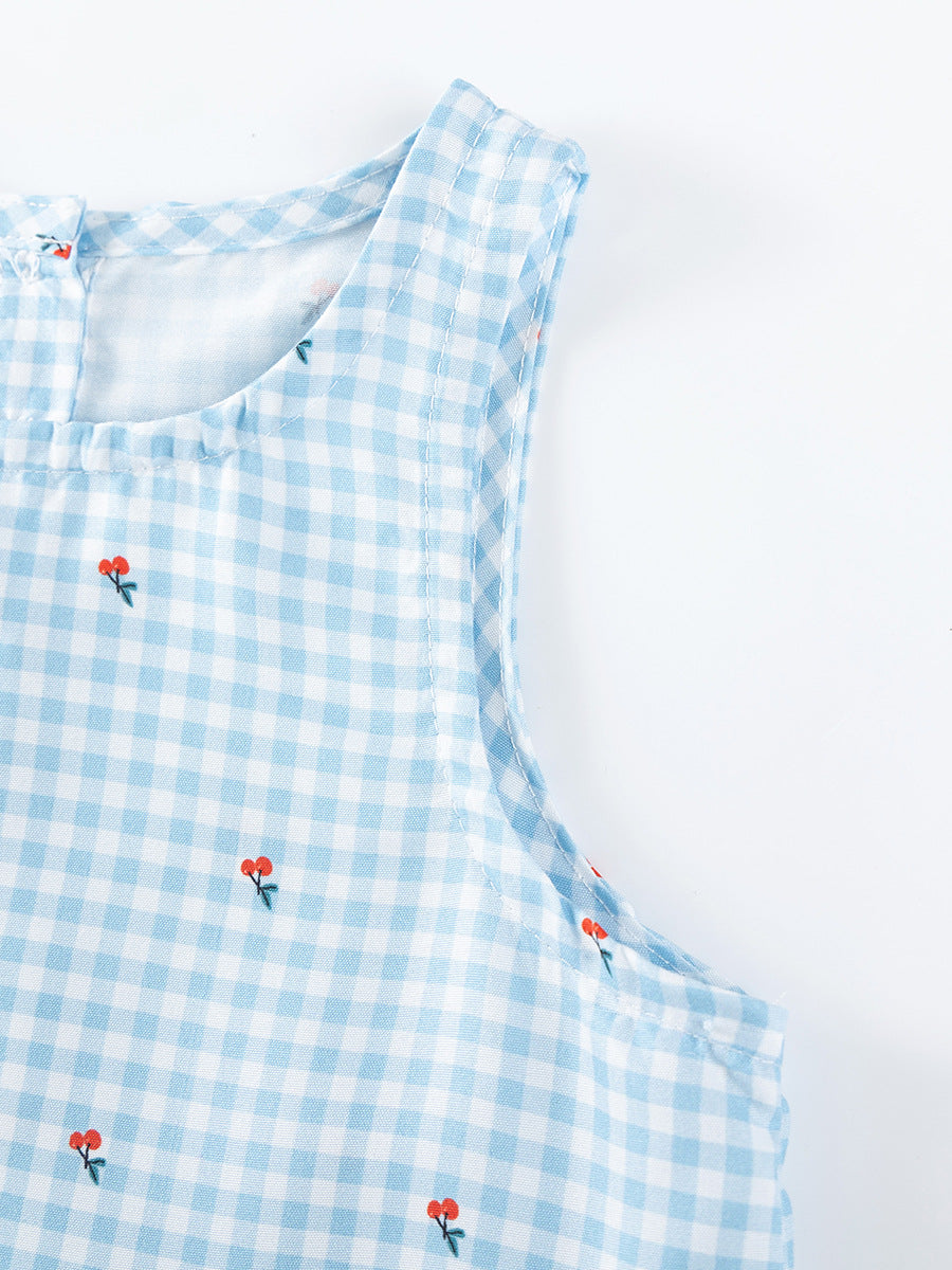 Children's Summer Sleeveless Sundress Cute Plaid Shirt Children's Dress