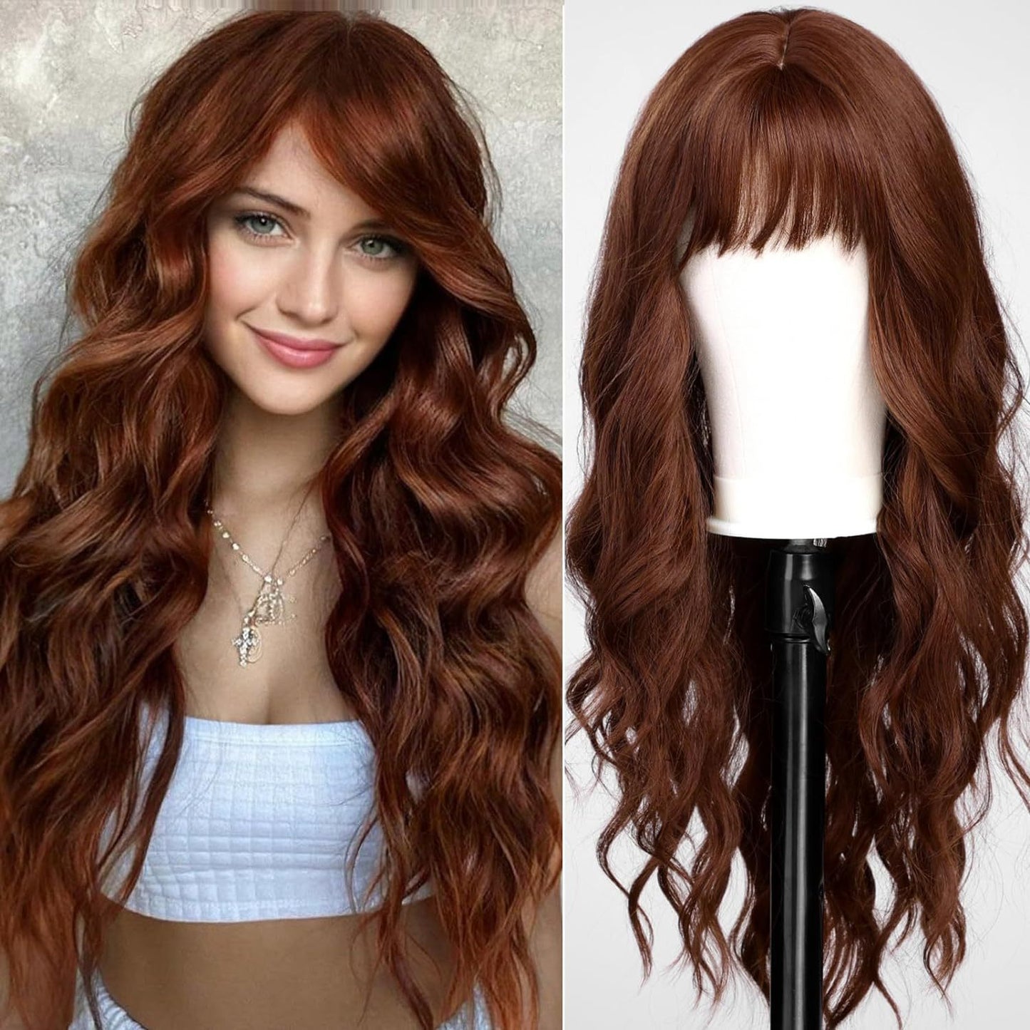 Women's Fashion Synthetic Wigs Brown Gradient Color Wig Long Curls