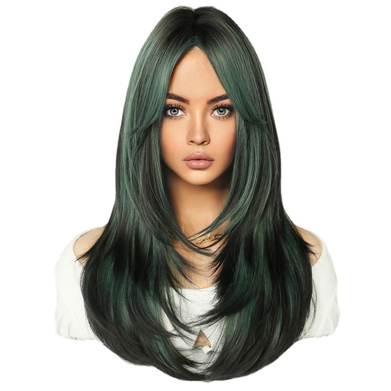 Women's Hair Mid-length Full Top Golden Long-hair Long Straight Wig