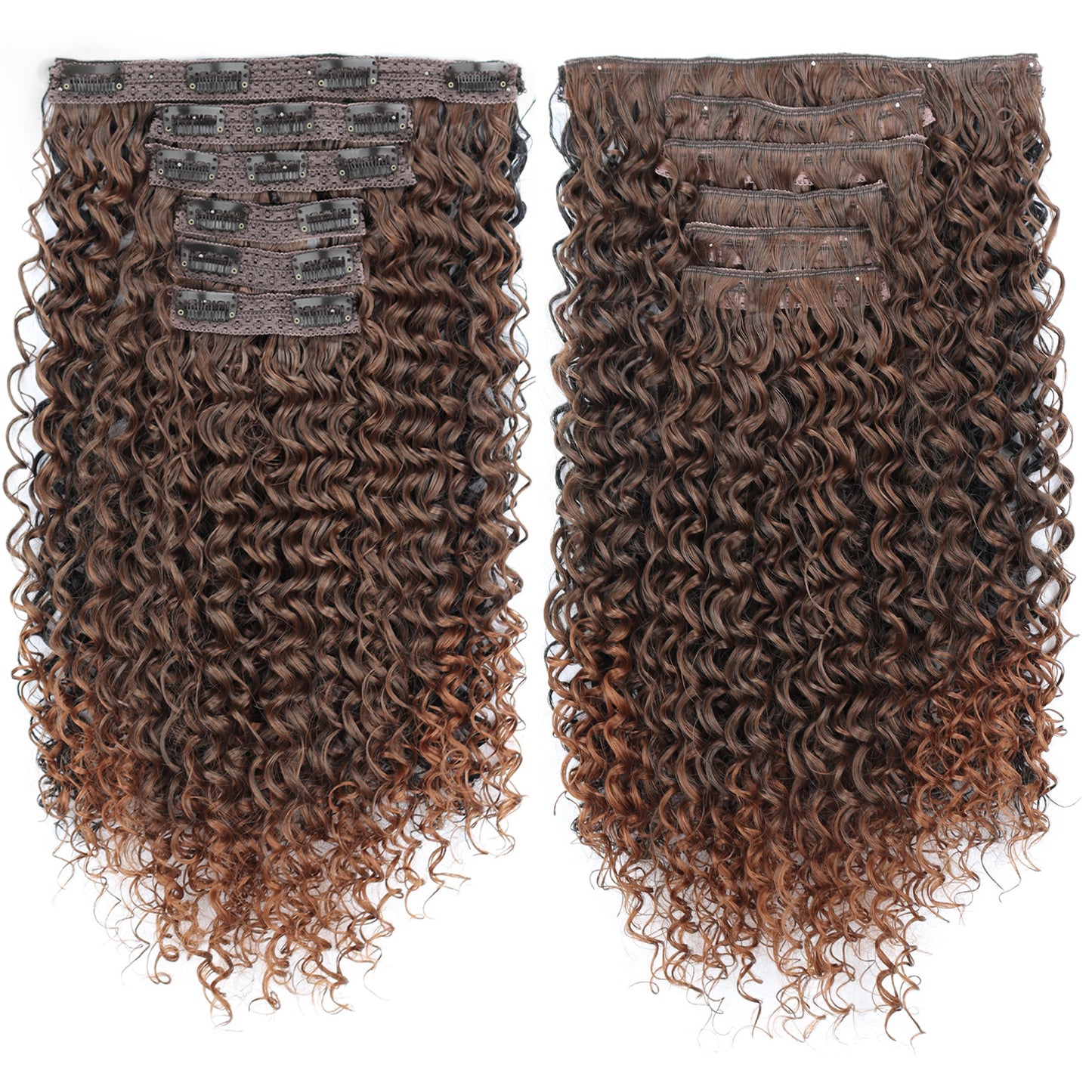 Women's Long Curly Hair Clip-on Natural Fashion Black Small Wig