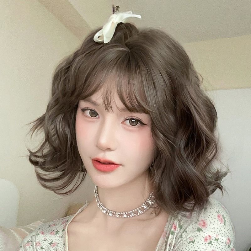 Female Small Cute Pink Water Ripple Daily Wig Long Curls