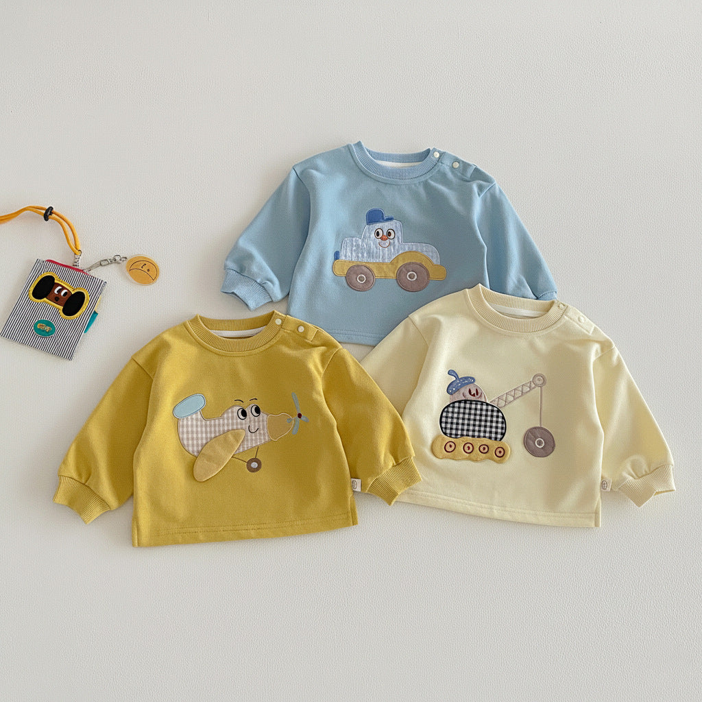 No Refund Change Patch Sweater Spring Boys Fashion Cartoon Children's T-shirt