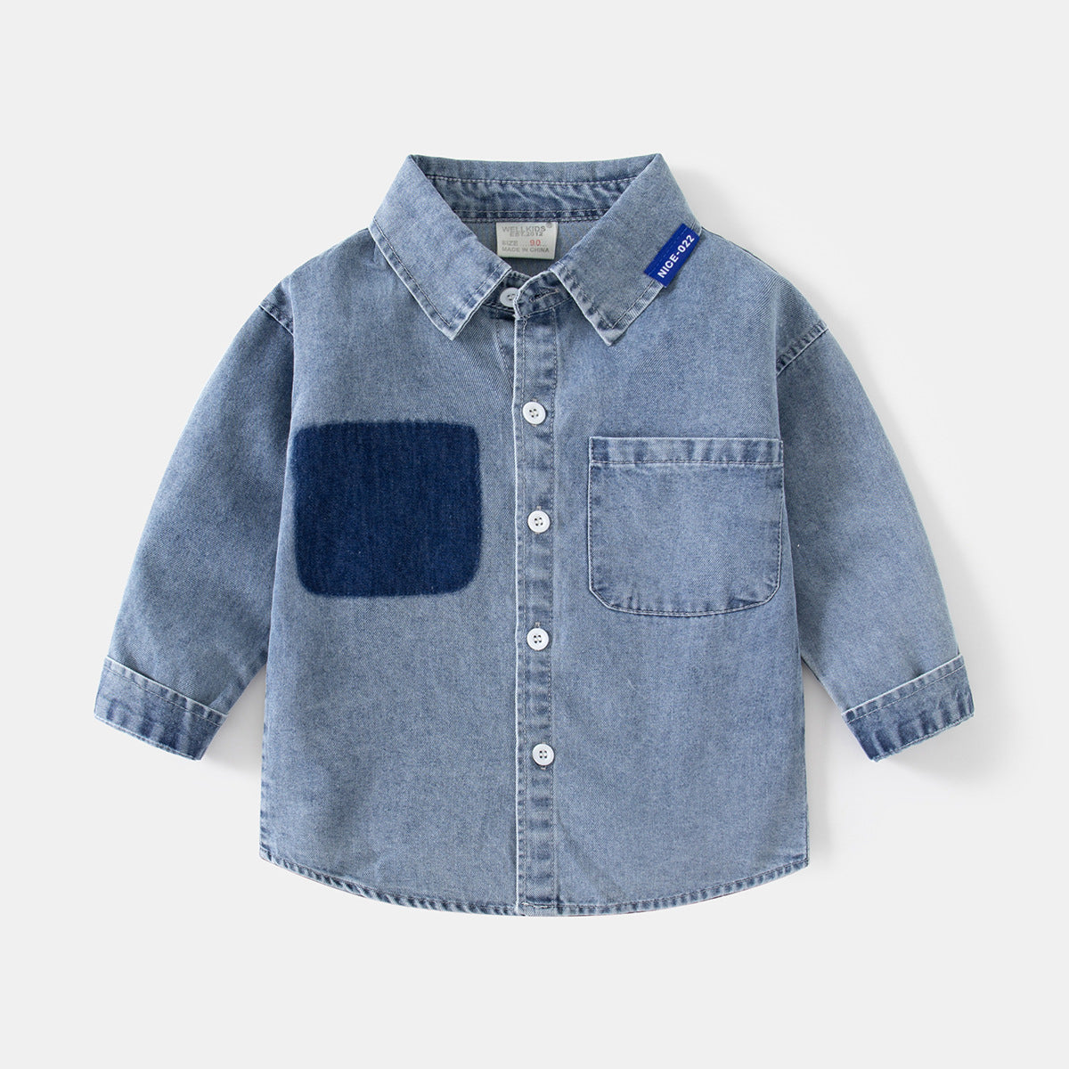 Children's Trendy Denim Long-sleeved Lapel Small Pocket Casual Autumn Children's Shirt