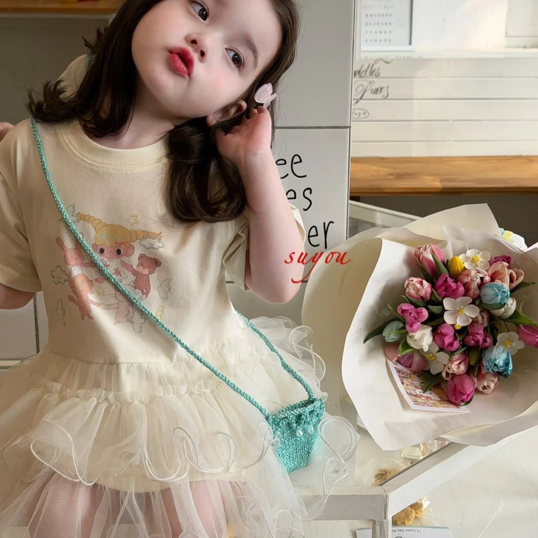 Children's Summer Korean Cute Cartoon Iti T-shirt Children's Dress