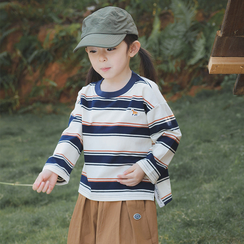 Children's Size Off Clothes Spring Classic Striped Children's T-shirt