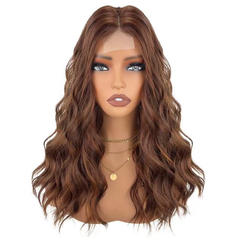 Women's Front Lace Curly Hair Mid-length Fiber Wig Long Curls