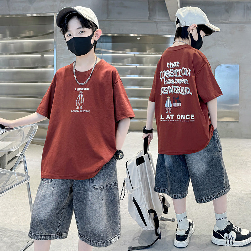 Children's Short-sleeved Clothing Summer Thin Loose Casual Top Children's Suit