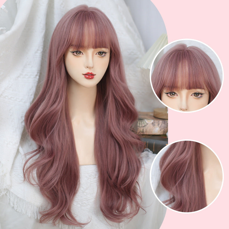 Women's Gentle Curly Natural Simulation Human Air Bangs Full Other Wig