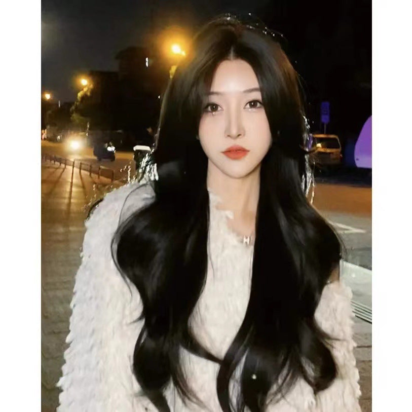 Lace Hand-woven Front Female Curly Hair Straight Simulation Air Wig Long Curls