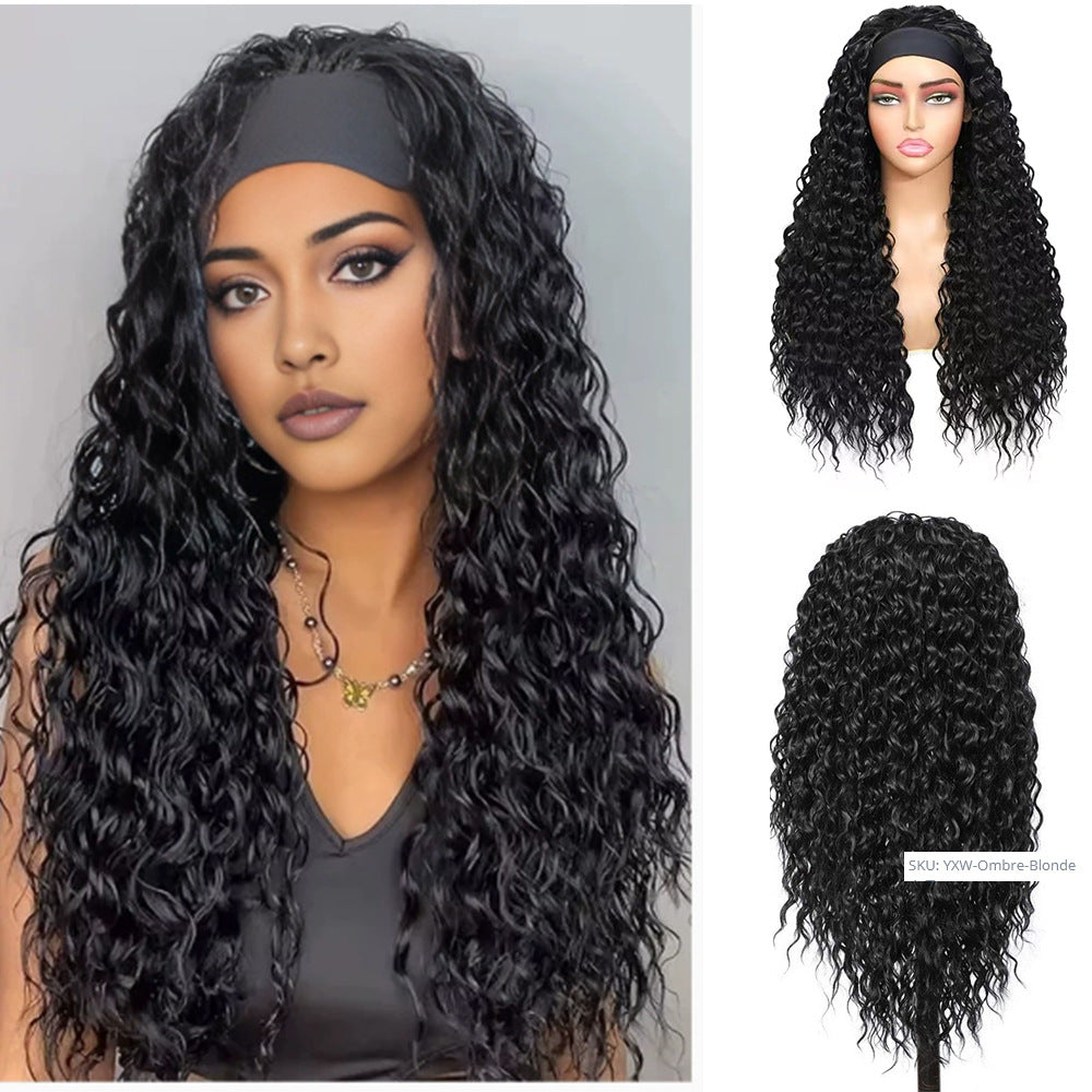 Women's Small Curly Headscarf Afro Headgear Wig Long Curls